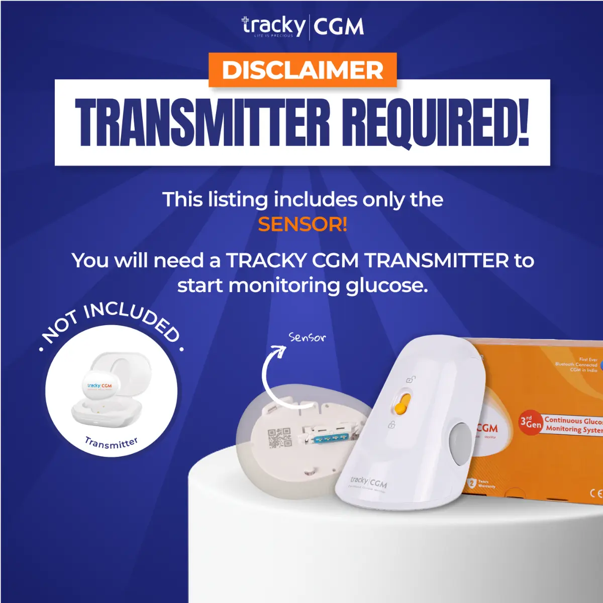 Disclaimer: this listing includes only the sensor. A Tracky CGM transmitter is required and is not included.